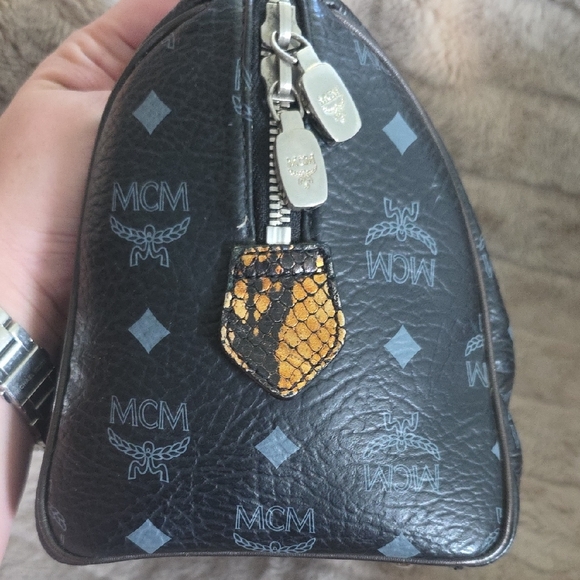 MCM Black and Gold Duffel Bag with Monogram Design - Picture 8 of 11